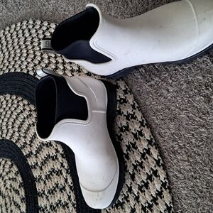 White and Black Ugg Chelsea Rain Boots
